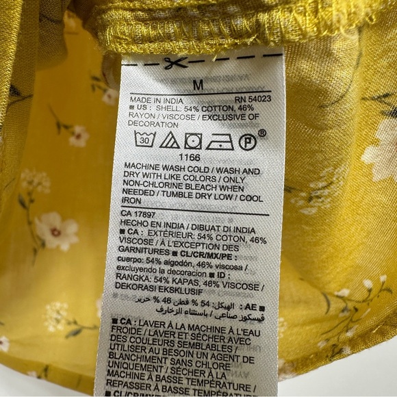 Old Navy | Yellow Floral Print Smocked Swing Top | Size M - Picture 3 of 6